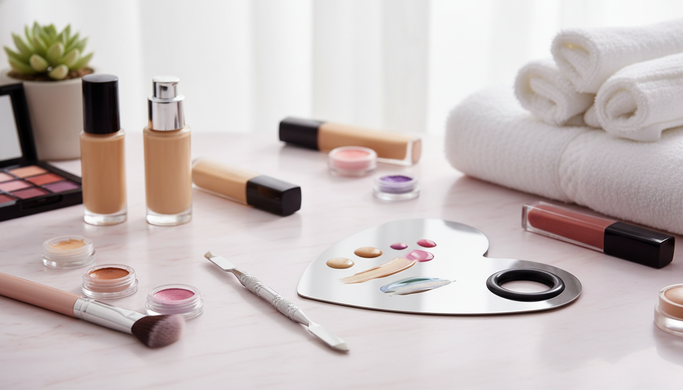 Heart-Shaped Stainless Steel Palette + Spatula for Mixing