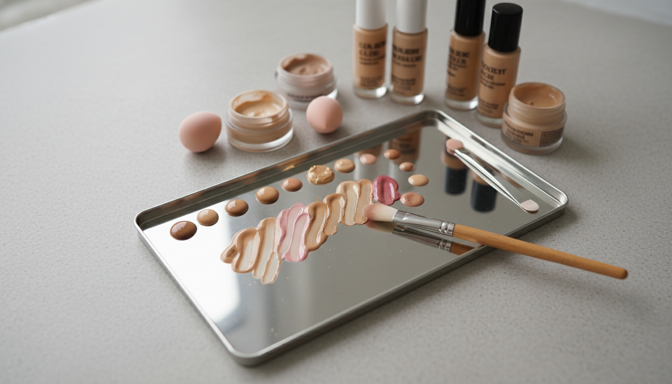 Mix Foundation + Cream on Steel Palette With Less Waste