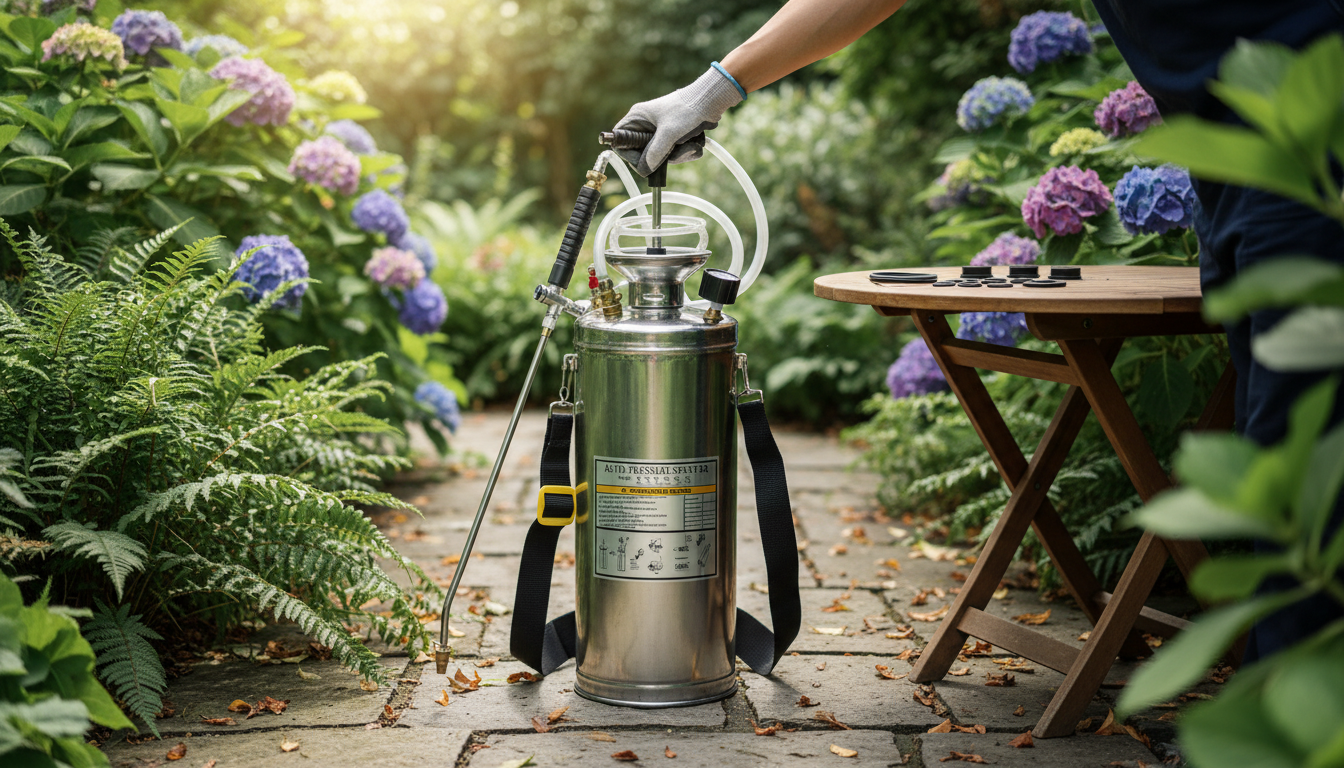 2-Gallon Stainless Steel Hand Pump Sprayer: Gauge & Nozzle