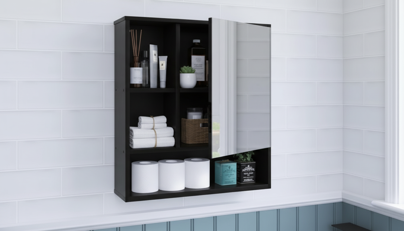 Bamboo Mirror Medicine Cabinet: Adjustable Wall Storage