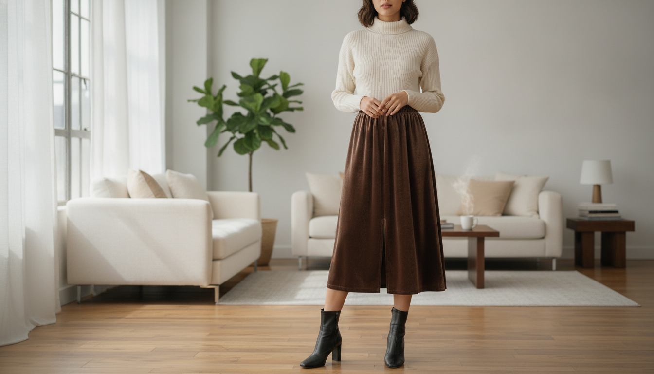 Pearl Velvet Midi Skirt with Back Slit: Styling & Fit