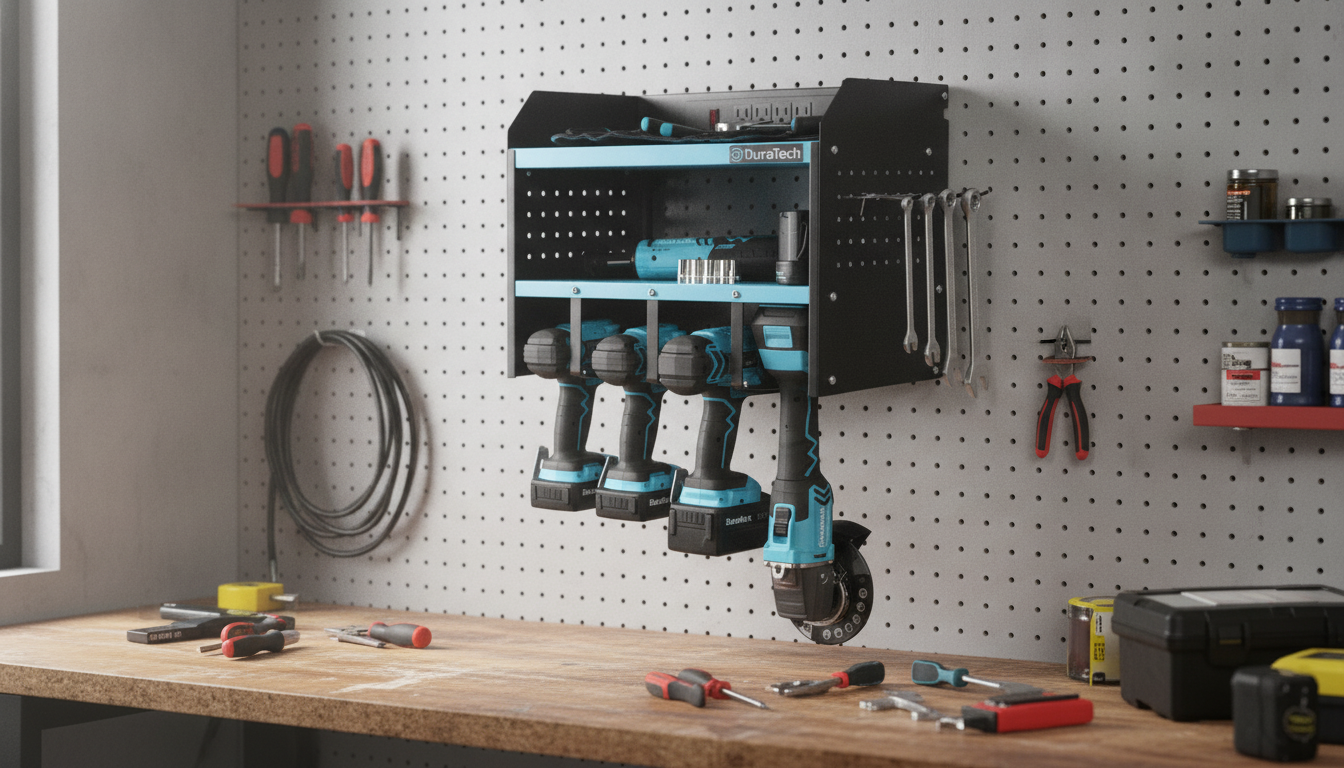 Wall Charging Station: Power Tool Organizer With Strip