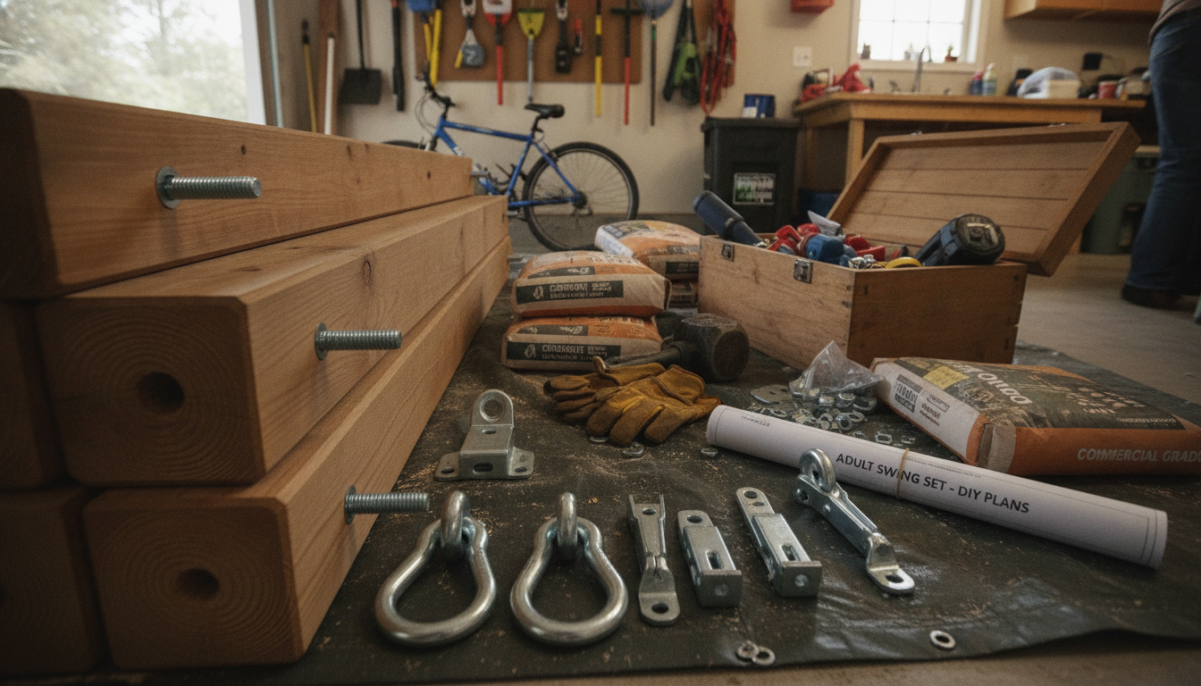 Adult Swing Set DIY: Strong Frame, Footings & Hardware