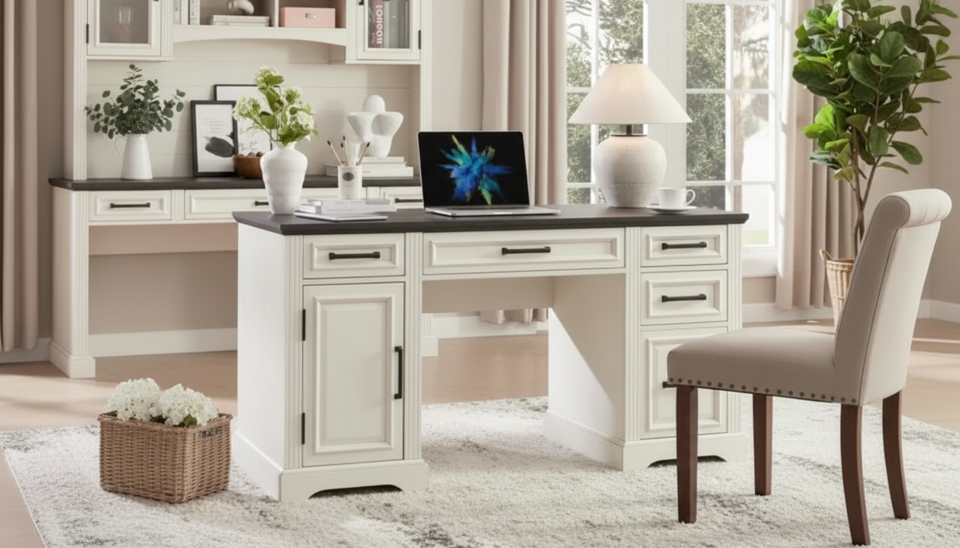 Farmhouse Desk Style: Key Materials, Details & Colors