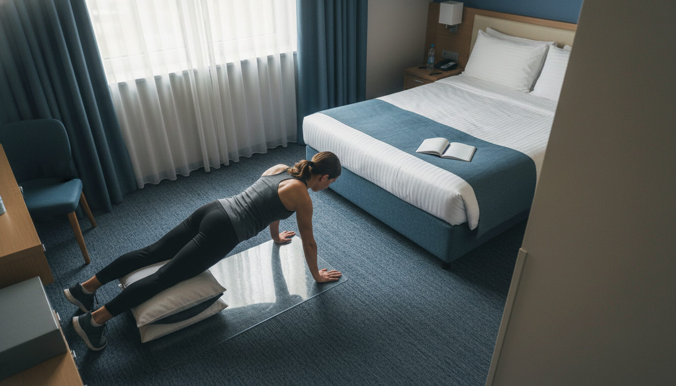 Quiet 20-Min Hotel Room Bodyweight Workout (No Gear)