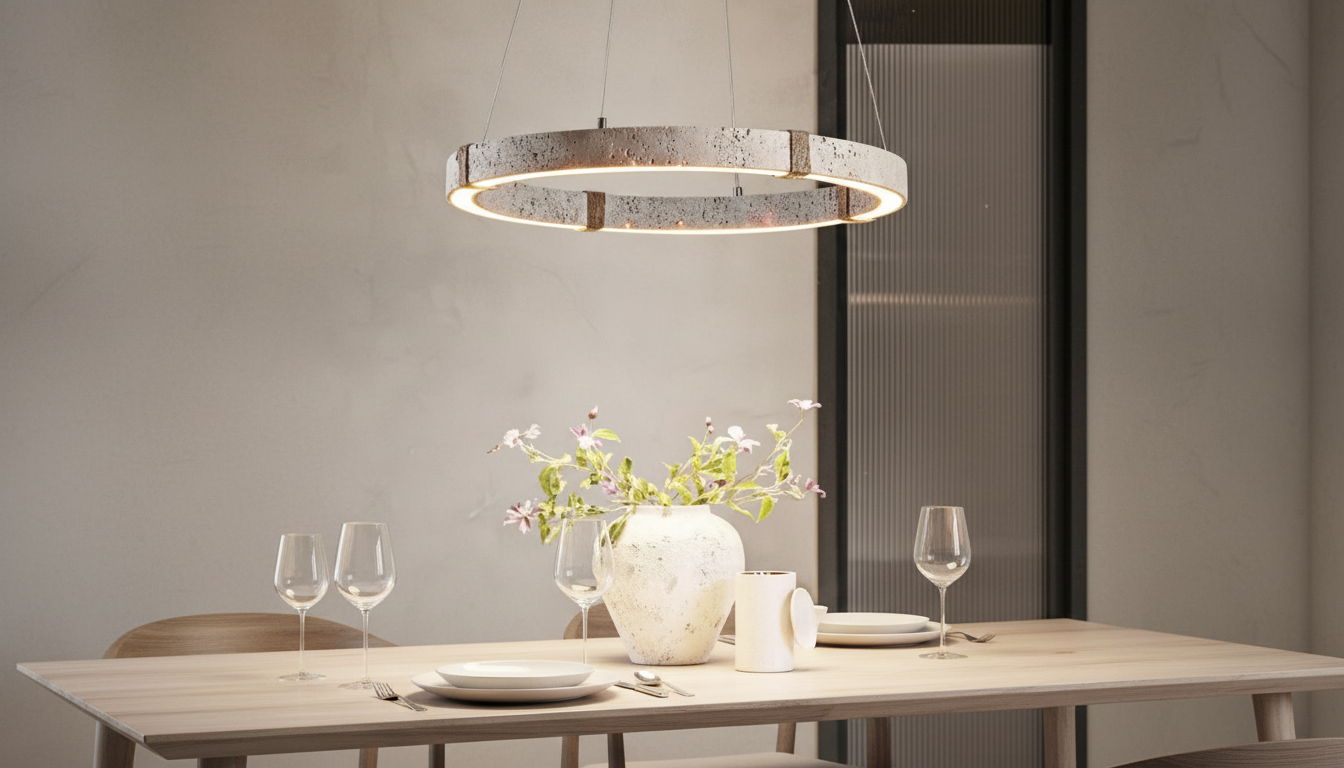 Stone Series Chandelier: Textured Stone, Modern Light